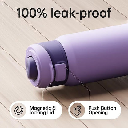Insulated Magnetic Water Bottle - Reusable Stainless Steel Bottle with MagSafe Compatible Phone Holder - Keeps Cold for 24 Hours - Perfect for Gym, Sports, and Travel - Lavender 24oz