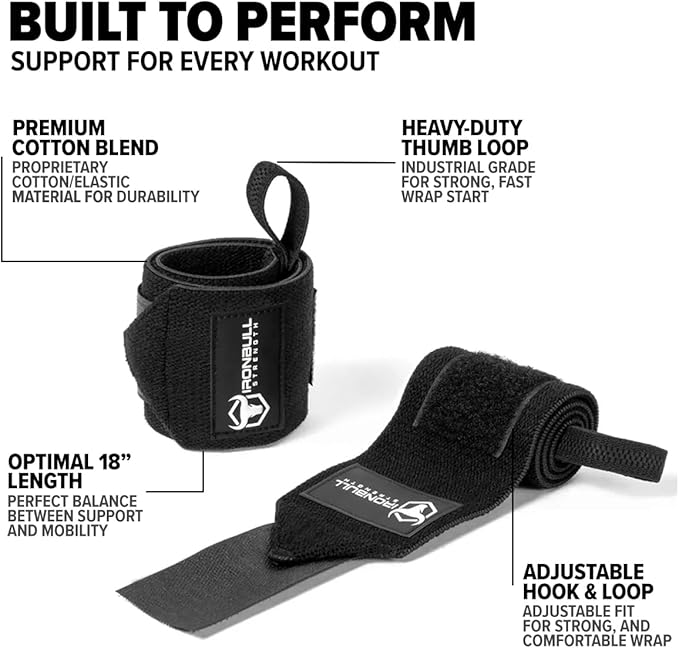 Wrist Wraps for Weightlifting (USPA & IPL Approved) - 18” Premium Quality Wrist Straps for Weightlifting - Weight Lifting Wrist Wraps with Thumb Loop - Best Gym Wrist Wraps for Lifting Weights, Curls & Dips - Lifting Wrist Wraps for Bench, Powerlifting...