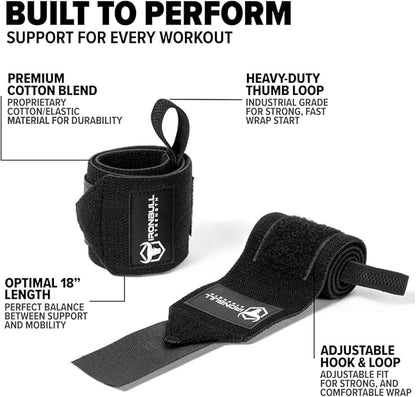 Wrist Wraps for Weightlifting (USPA & IPL Approved) - 18” Premium Quality Wrist Straps for Weightlifting - Weight Lifting Wrist Wraps with Thumb Loop - Best Gym Wrist Wraps for Lifting Weights, Curls & Dips - Lifting Wrist Wraps for Bench, Powerlifting...