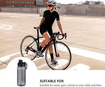 STOBAZA Portable Fitness Water Bottle 800Ml Black Plastic Leakproof Sports Water Kettle for Gym Outdoor Activities