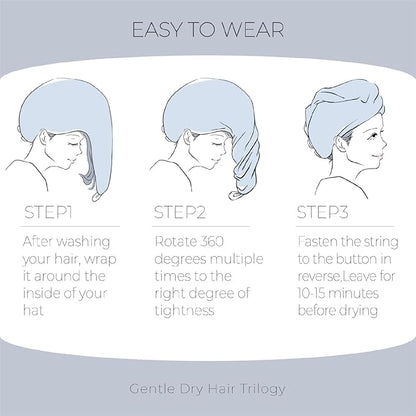2 Pack Microfiber Hair Towel Wrap for Women, Hair Drying Towel with Button, Towel Turban,Head Towel to Dry Hair Quickly Lint Free, White