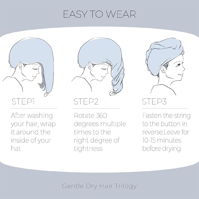 2 Pack Microfiber Hair Towel Wrap for Women Super Absorbent Quick Dry Hair Turban for Drying Curly, Long Thick Hair, Blue