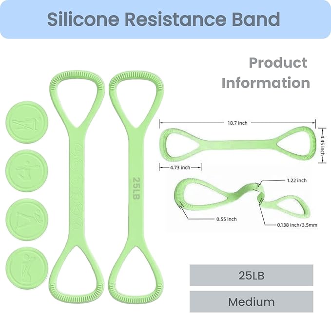 Figure 8 Resistance Band with Handles, Silicone Exercise Bands for Physical Therapy, Arm Shoulder Back Chest Workout, Portable Home Fitness Stretching Equipment for Yoga & Pilates