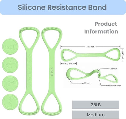 Figure 8 Resistance Band with Handles, Silicone Exercise Bands for Physical Therapy, Arm Shoulder Back Chest Workout, Portable Home Fitness Stretching Equipment for Yoga & Pilates