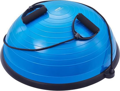 VEVOR Half Exercise Ball Trainer, 23/26 inch Balance Ball Trainer, 1500lbs Capacity Stability Ball, Yoga Ball with Resistance Bands & Foot Pump, Strength Fitness Ball for Home Gym Full Body Workout