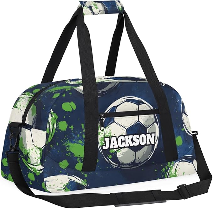 Personalized Soccer Gym Duffel Bags for Kids Boys with Custom Name Sport Training Travel Bags for Overnight Weekender