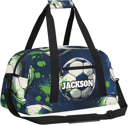 Personalized Soccer Gym Duffel Bags for Kids Boys with Custom Name Sport Training Travel Bags for Overnight Weekender