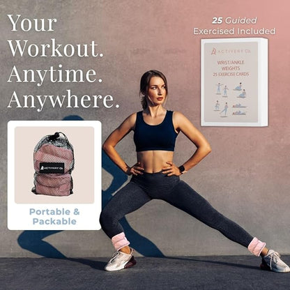 Wrist & Ankle Weights for Women, Ideal for Fitness Workout, Gym, Pilates, Dance, or Yoga, Includes Exercise Guide & Mesh Travel Bag, 1 Pair, 1 Lb Each, Pink Zebra Print