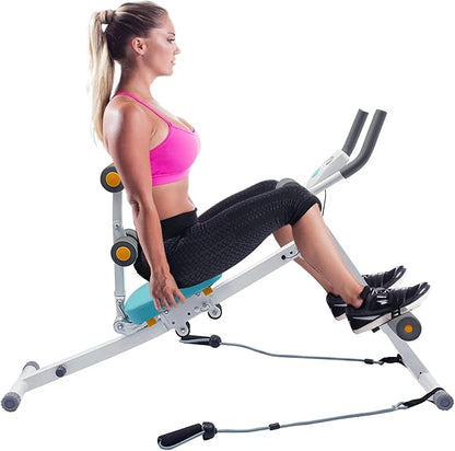 Ab Abdominal Exercise Machine, 265Lbs Adults Ab Trainer Machine with LCD Display and Resistance Bands, Foldable Core Workout Equipment for Home Gym Workout Waist Trainer