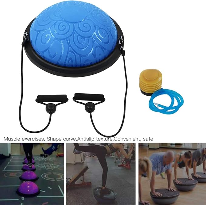 Explosionproof Thicken Balancing Half Ball Trainer, Yoga Pilates Fitness Exercise Equipment with Massage Effect for Coordination Stability Strength Training 18.1x18.1x7.9in