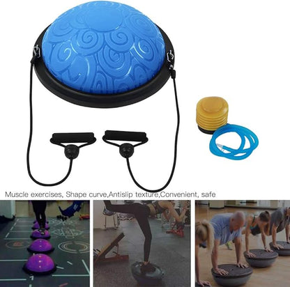 Explosionproof Thicken Balancing Half Ball Trainer, Yoga Pilates Fitness Exercise Equipment with Massage Effect for Coordination Stability Strength Training 18.1x18.1x7.9in