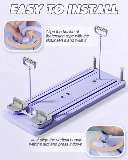 Pilates Board, Multi-Functional Ab Roller Board with Timer, Non-Slip Ab Machine with Slideway & Elbow Support, Easy to Store Ab Roller Board for Fitness Enthusiasts & Novices, Men, Women