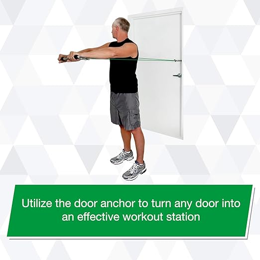 THERABAND Resistance Tubes, Professional Latex Elastic Tubing with Soft Handles & Door Anchor, Physical Therapy, Lower Pilates, At-Home Workouts, & Rehab, 48 Inch, Green, Heavy, Intermediate Level 1