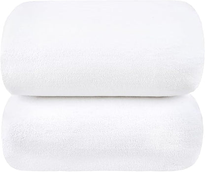 JML Microfiber Bath Towels, Bath Towel 2 Pack(35" x 70"), Oversized, Soft, Super Absorbent and Fast Drying, Multipurpose Use for Sports, Fitness, Yoga, Microfiber White
