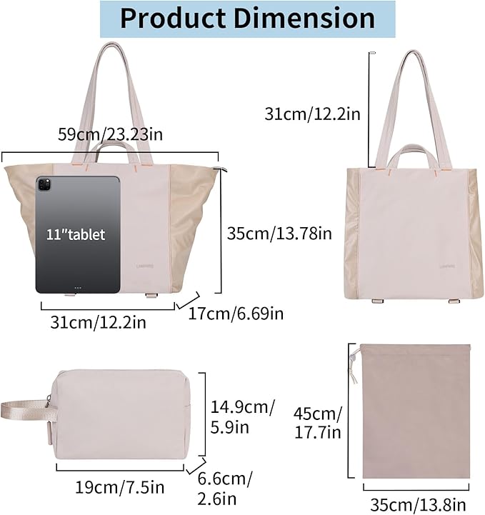 Tote Bag for Women, Lightweight Versatile Gym Travel Bags with Yoga Mat Strap, Wet Pocket, Shoe Bag & Cosmetic Pouch, Everyday Tote for Workout Fitness Pilates Swimming Work Stylish Handbag