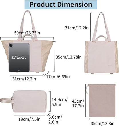 Tote Bag for Women, Lightweight Versatile Gym Travel Bags with Yoga Mat Strap, Wet Pocket, Shoe Bag & Cosmetic Pouch, Everyday Tote for Workout Fitness Pilates Swimming Work Stylish Handbag