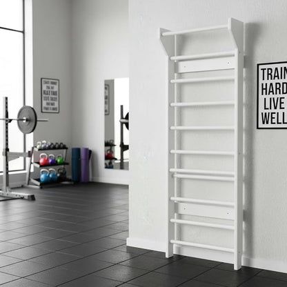 2in1 Wooden Wall Stall Bars with Pull Up bar and Dip Bar
