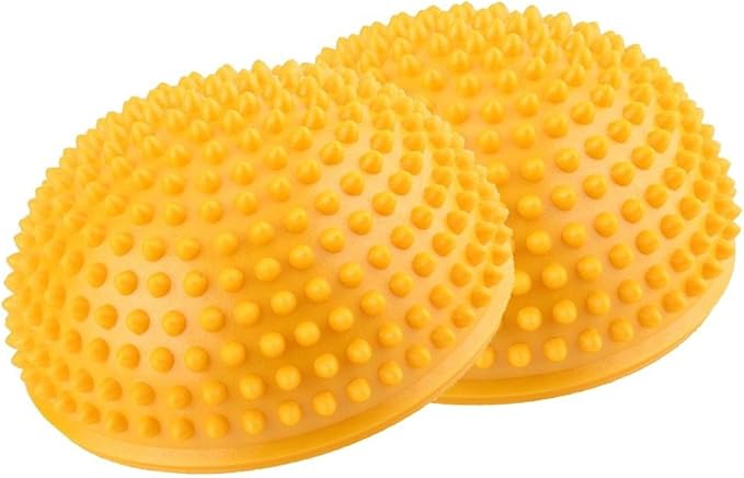 VGEBY1 PVC Semi-Circular Durian Ball Inflatable Half Yoga Balls Massage Point Fitball Exercises Trainer Fitness Balance Ball(Yellow)