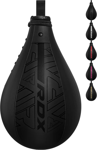 RDX Speed Bag Boxing Ball, Maya Hide Leather Dodge Striking Target with Additional Bladder, MMA Muay Thai Punching Workout Kicking Martial Arts Training Home Gym Exercise Speedball