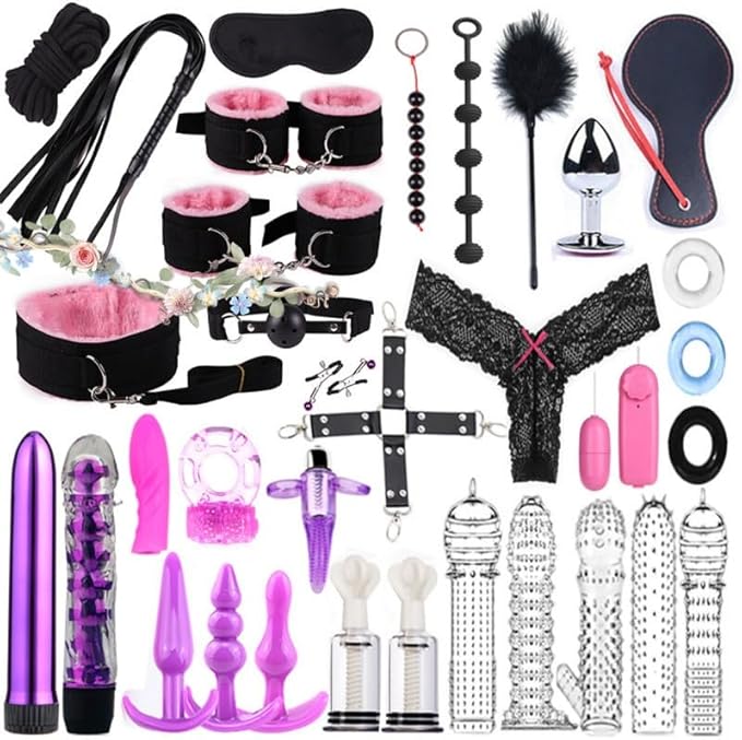 Pink 34 Piece Nylon Indoor Fitness Combination Set, Multifunctional, with Fitness Ring Accessory - D3