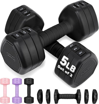 10LBS 20LBS 30LBS Dumbbells Adjustable Dumbbell Set of 2, Hand Weights for Women Men Free Weight Dumbbells Sets for Home Gym & Outdoor Exercise Workout Strength Training Equipments