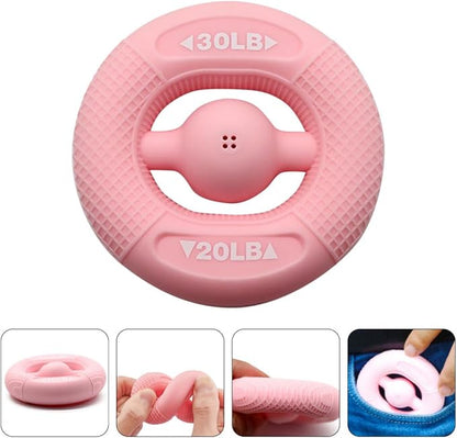 Grip Strength Trainer Hand Workout Squeezer Silicone Ring 20-30 Lbs Pink Forearm Trainer Hand Exercise Tool for Strength and Stress Relief