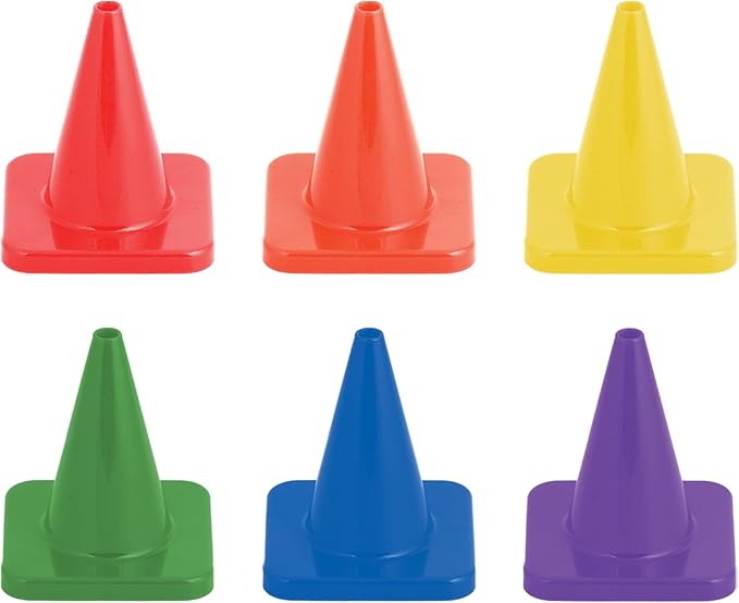 Champion Sports High Visibility Flexible Vinyl Cones for Sports Training, Agility Drills, Field & Gym Marking Sets