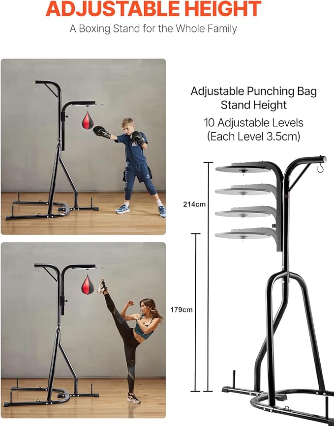 VEVOR 2 in 1 Punching Bag Stand, Steel Heavy Duty Workout Equipment,Freestanding Sandbag Rack,for Home Gym Fitness