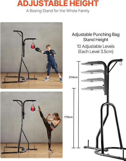 VEVOR 2 in 1 Punching Bag Stand, Steel Heavy Duty Workout Equipment,Freestanding Sandbag Rack,for Home Gym Fitness