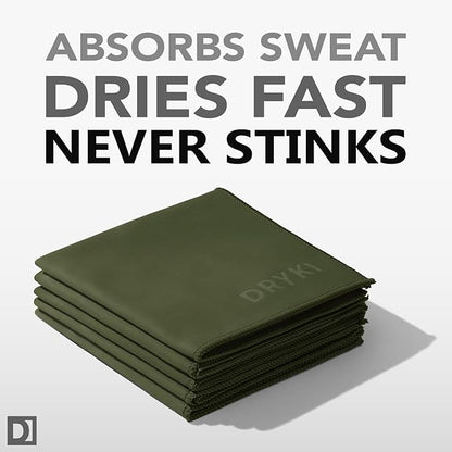 Pocket-Sized Sweat Towels - The Original Sweat Absorbing Handkerchiefs - Quick-Dry Microfiber Sweat Rags for Face, Hands, & Body - Men & Women - Gym, Sports, and Work (Green: 5 Pack)