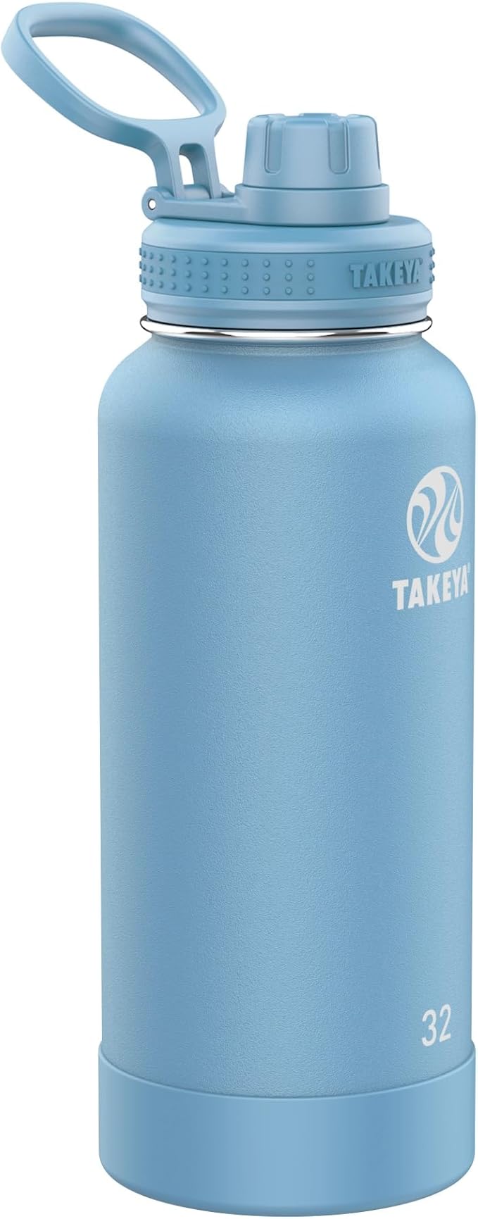 Takeya Actives Stainless Steel Water Bottle, Insulated Spout Lid, Keeps Drinks Cold 24 Hrs, Leakproof, Durable, Dishwasher Safe, Ideal for Gym, Travel, Fits Most Cup Holders, 32 oz/Bluestone