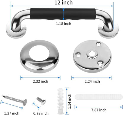 2 Pack 12 Inch Grab Bars for Bathtubs and Showers, Anti Slip Handicap Grab Bars for Shower, Safety Bath & Toilet Rail for Elderly Senior, Shower Handle Disability Assist Bathroom Handrail