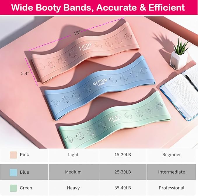 Silicone Resistance Bands for Working Out, Thick Booty Bands for Legs and Glute, Non Slip Resistance Loop Bands for Exercise, Workout Bands for Women and Men, Pilates Yoga Starter Set, Home Fitness