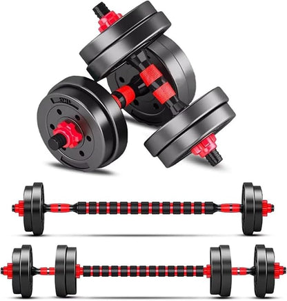 Adjustable Dumbbell Set, 5-44 lbs Free Weight Set with Connector for Barbell, Dumbbells, Push-Up Options, Fitness Exercises for Home Gym Suitable Men/Women