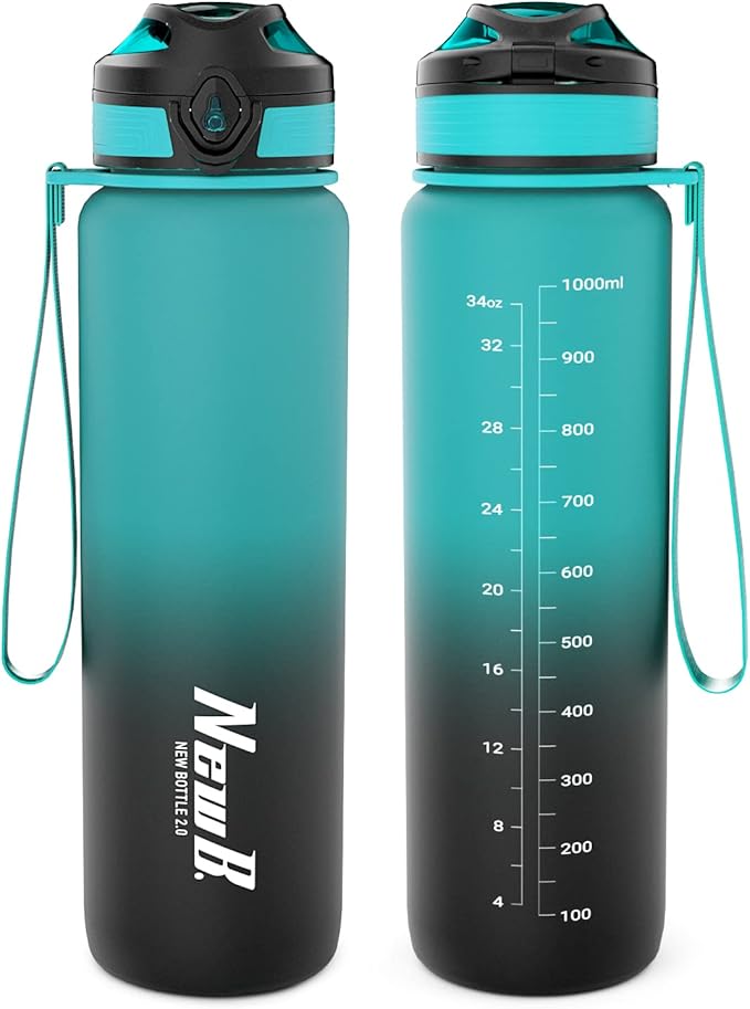One Touch Sport Water Bottle (Pack of 1) with Carry Handle, Leak Proof, Flip Top Lid, BPA Free, Tritan Material Water Bottle, Ideal Gift for Travel, Gym and Outdoor Fitness | 22 oz, 34 oz
