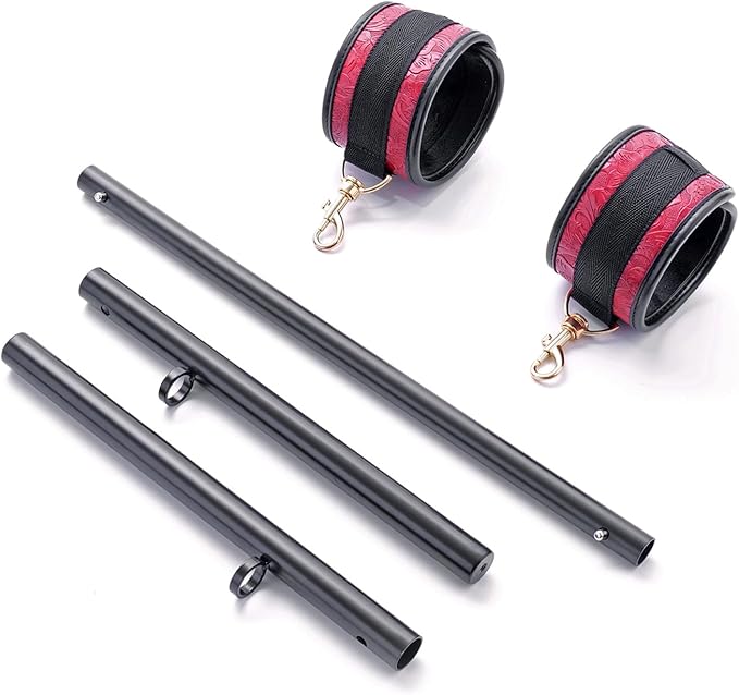 Heavy Duty Stainless Steel Expandable Spreader Bar with 2pcs PU Adjustable Straps, Sports Aid Training Fitness Gear Pilates Aid Kit,Home Indoor Sports Yoga Set