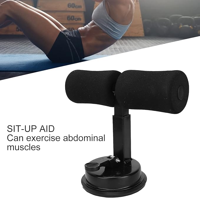 Sit Up Bar for Floor, Abdominal Muscle Exercise, Portable Sit Up Tool Exercise Equipment Assistant Device with Self Priming Suction Cup,Body Shaping (Black)
