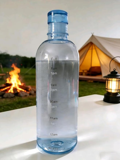 26oz Plastic Sports Bottle ，Time Marker Water Bottle, Leakproof Sports Drinking Bottle for Gym, School, Office, Travel (Blue 26 oz)