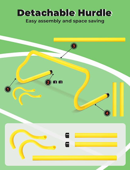 GHB Agility Hurdles 8" Speed Agility Training Hurdles, Detachable Sturdy Hurdles Training Equipment Set with Carry Bag for Kids,Athletes,Soccer,Basketball