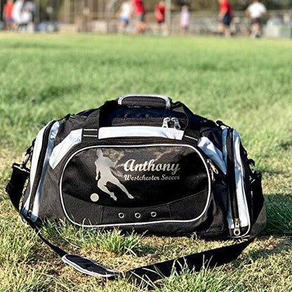 Personalized SportS Duffel Bag With Custom Name & Text - Basketball Black