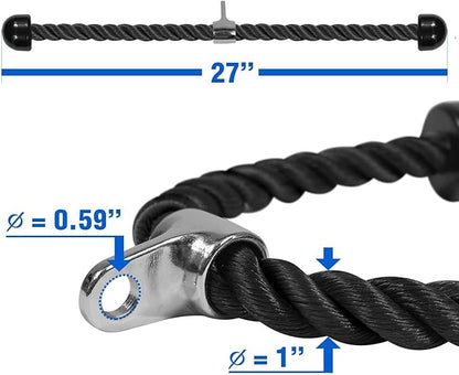 Yes4All Cable Machine Attachment, Row Handles, Tricep Rope, Straight Bar, V Bar, LAT Pulldown Accessories Load 880 LB for Home Gym