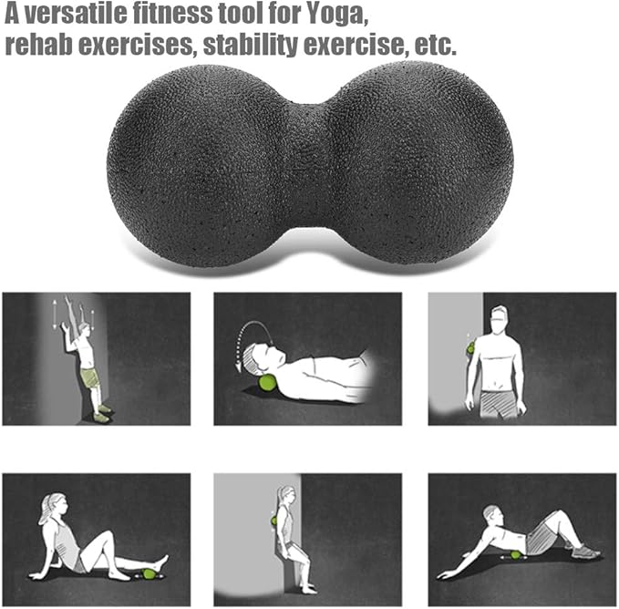 EPP Yoga Foam Roller, Muscle Massage Ball Set for Body Stress Relief, with High Density Ergonomic Soft Surface for Yoga, Exercises and Stability Training (16x 8cm Double Balls)