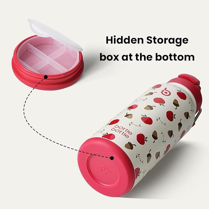 BOTTLE BOTTLE 32oz Insulated Water Bottle Stainless Steel Sport Water Bottle with Straw Dual-use Lid Design for Gym with Pill Box