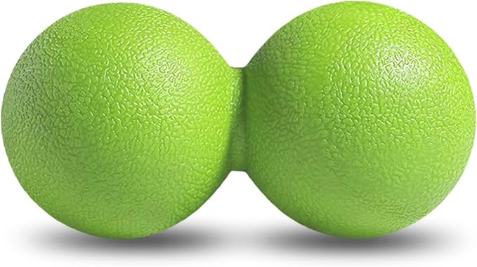 GOGO Peanut Massage Ball for Myofascial Release, Green Double Lacrosse Fascia Balls for Back Feet Trigger Point Therapy, Deep Tissue