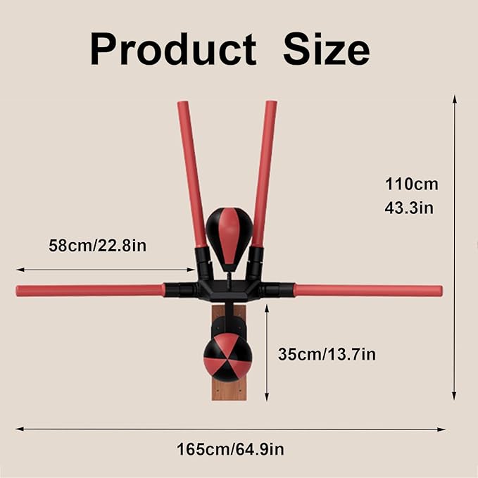 Smart Boxing Reflex Trainer with Remote Control, Wall-Mounted Striking System Featuring 4 Striking Rods and 2 Speed, Balls Boxing Trainer Offers 3 Modes and 3 Speed Settings to Enhance Reaction Time
