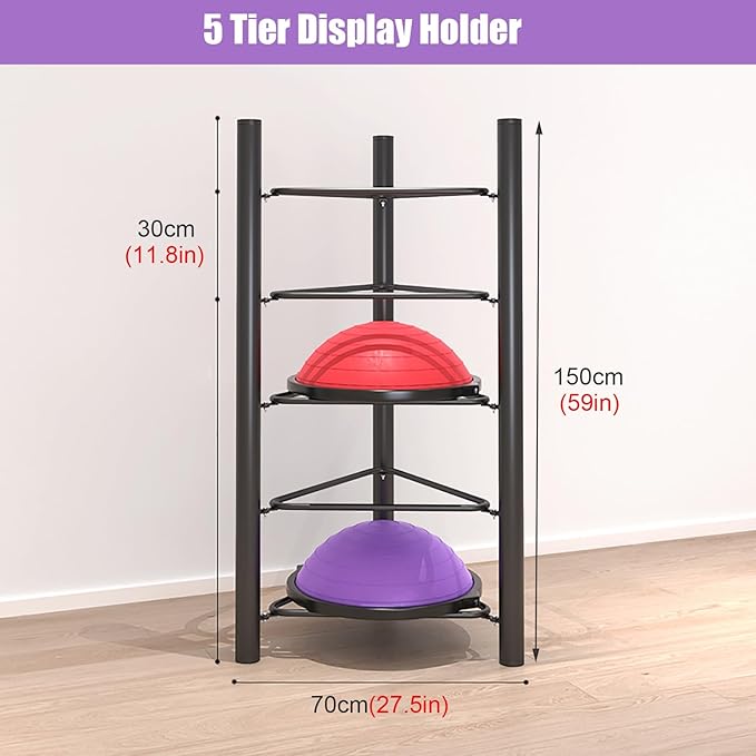 JYDQM Sports Ball Storage Rack Half Ball Balance Trainer Holder Freestanding Exercise Half Ball Stand Rack, Gym/Yoga Studio 5/6 Layer Stability Balls Organizer, Workout Equipment Shelf