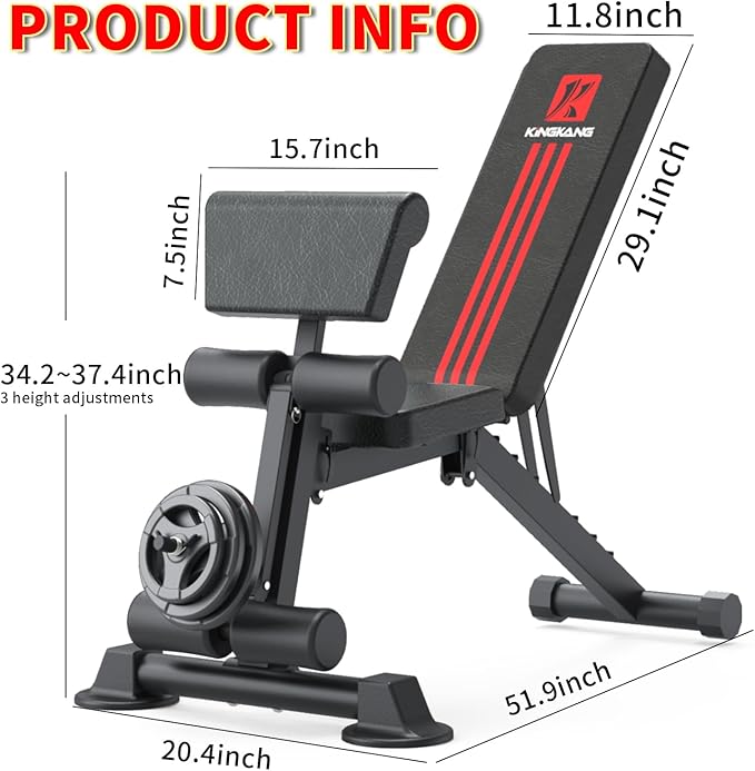 K KiNGKANG Weight Bench Press Adjustable Workout Bench for Home Gym Work out Exercise Equipment for Home Gym Incline Exercise Sit up Strength Training Weight Lifting Bench