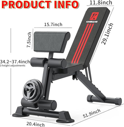K KiNGKANG Weight Bench Press Adjustable Workout Bench for Home Gym Work out Exercise Equipment for Home Gym Incline Exercise Sit up Strength Training Weight Lifting Bench