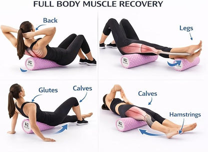 Pink Foam Roller-Medium Soft Density Muscle for Muscle Recovery, Yoga, Pilates & Physical Therapy