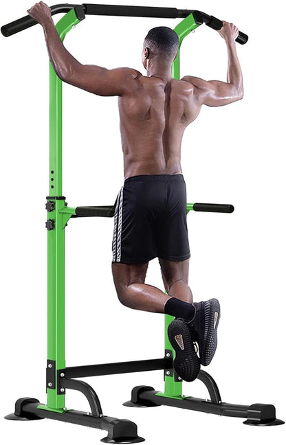 SogesHome Power Tower Pull Up Bar and Dip Station, Height Adjustable Dip Stand Exercise Machine for Home Gym, Multi-Functional Free Standing Strength Training Fitness Workout Station